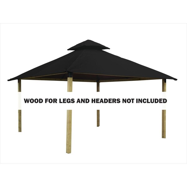 Acacia 14 sq. ft. Gazebo Roof Framing & Mounting Kit with Black Sundura Canopy AGK14-SD BLACK - main